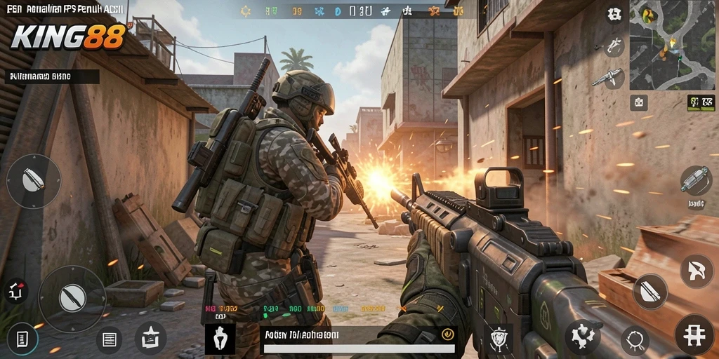 Tampilan seru gameplay FPS KING88 dalam aksi penuh ketegangan.