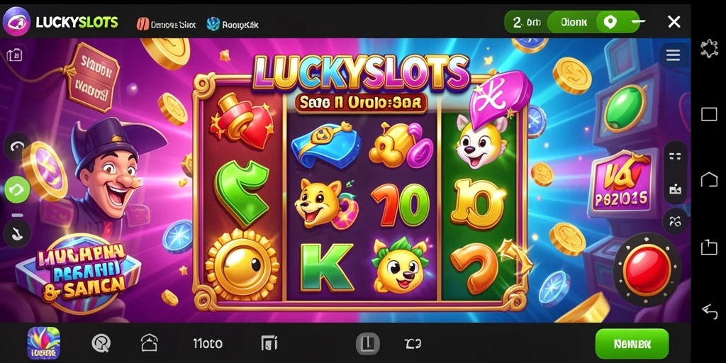 Tampilan gameplay LUCKYSLOTS yang penuh warna dan menarik.