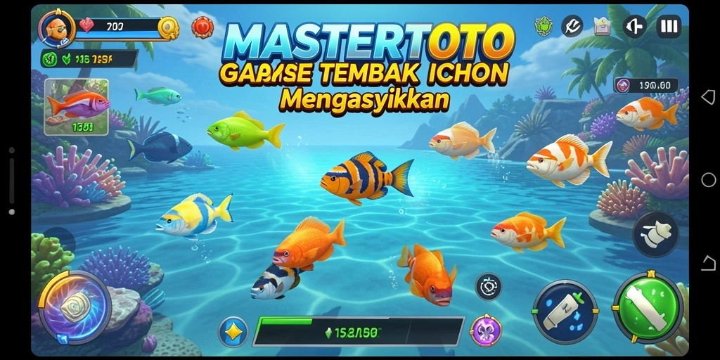 Tampilan gameplay seru dalam MASTERTOTO yang menampilkan aksi menembak ikan.