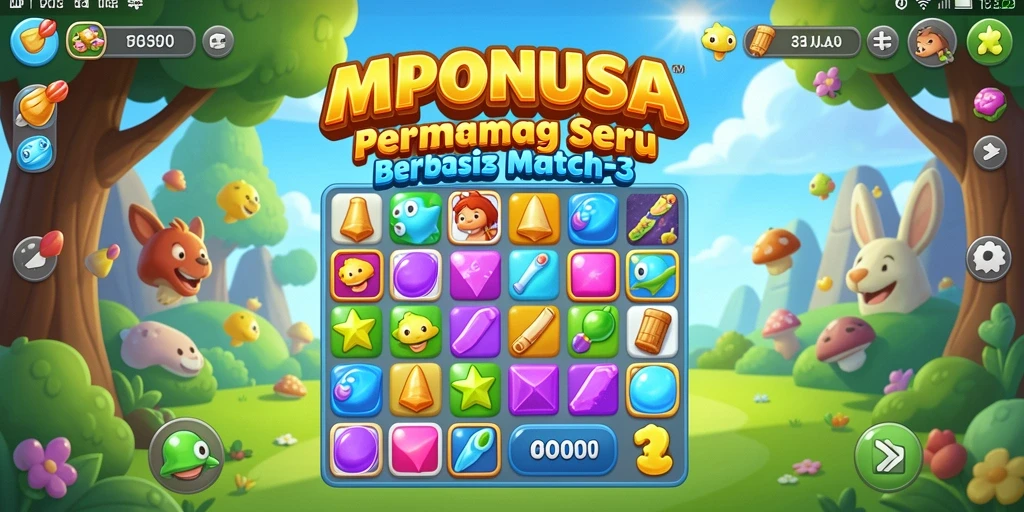 Tampilan gameplay seru MPONUSA yang penuh warna.