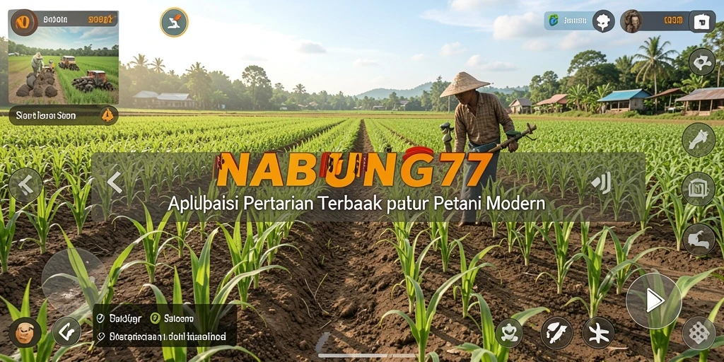 Tampilan gameplay NABUNG77 dengan suasana pertanian yang asri.