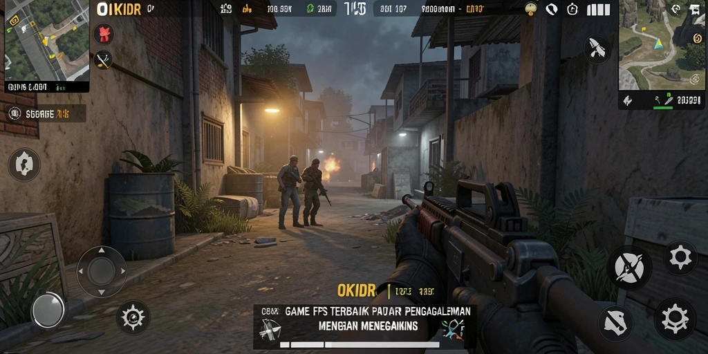 Tampilan gameplay menegangkan dari OKIDR dengan aksi FPS yang mendebarkan.