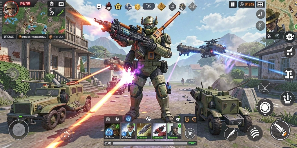 Tangkapan layar gameplay PK95 yang menunjukkan pertempuran strategis.
