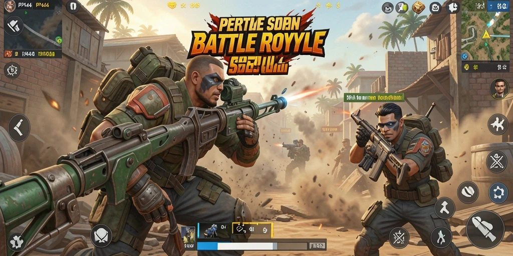 Tangkapan layar PP444 menunjukkan aksi bertempur di arena Battle Royale yang mendebarkan.