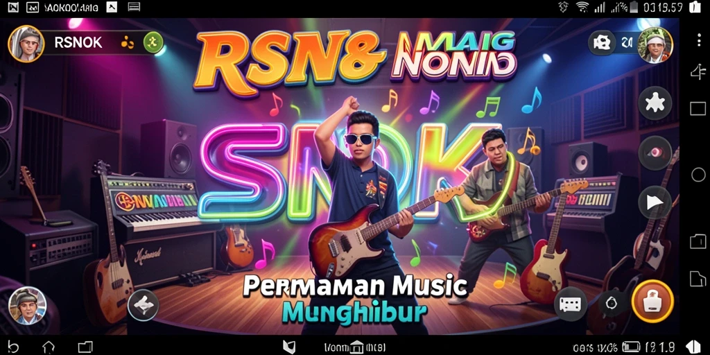 Tampilan utama gameplay RSNOK dengan alat musik virtual.