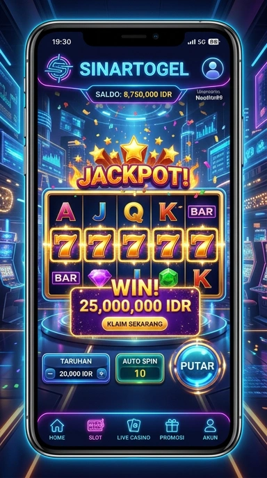 Tampilan antarmuka aplikasi sinartogel yang modern dan intuitif.